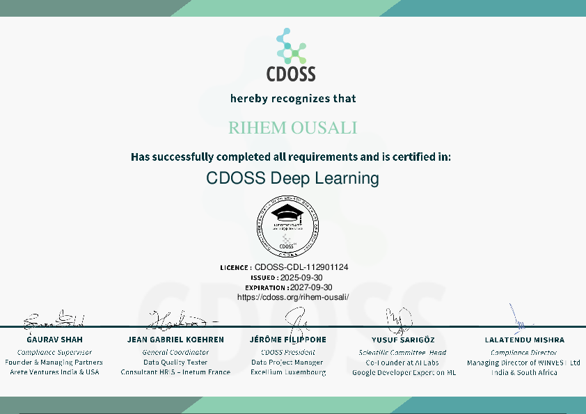 Certificate for Rihem Ousali